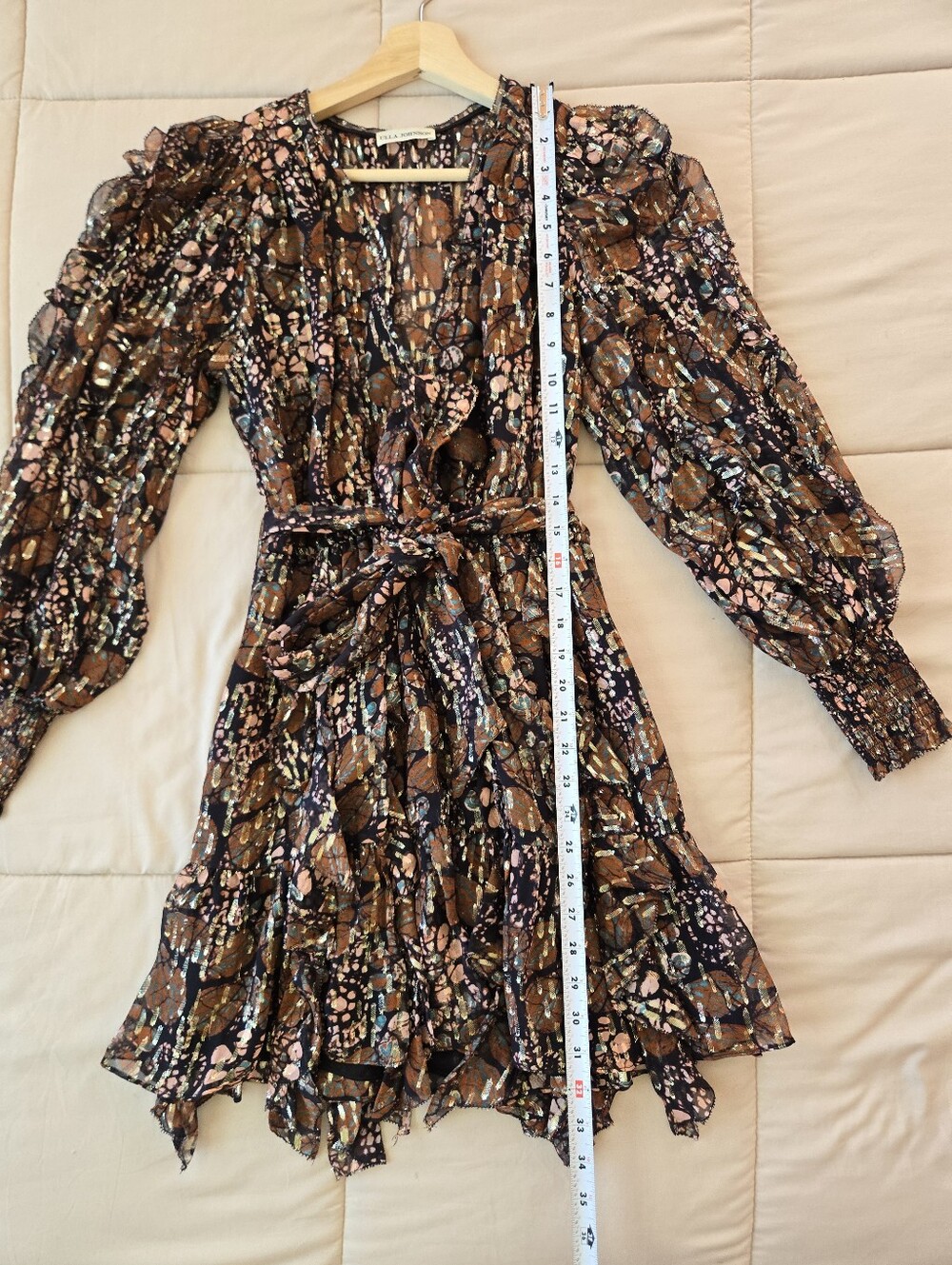 Ulla Johnson Natalia Silk-Blend Ruffled Lurex Mini Dress in Umber, Size 2 - Picture 9 of 9